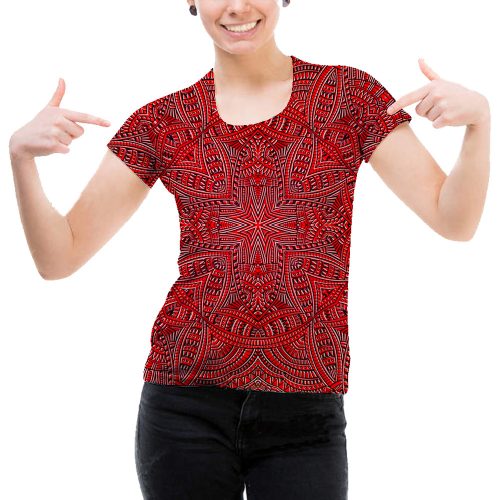 Woman Red Tile Tee New