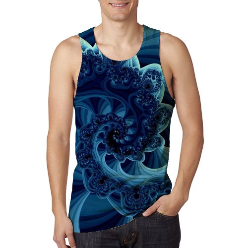 Man’s Blue Fractals Tanktop New