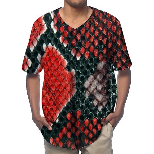 Red Snake Skin  Baseball Shirts